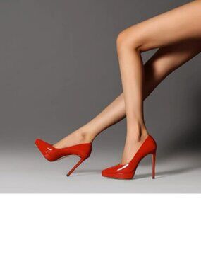Red Womens Classic Pump Platform High Stiletto Heels Pointy Toe Slip On Shoe